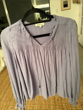 Another Love Lavender Pintuck Long-Sleeve Blouse